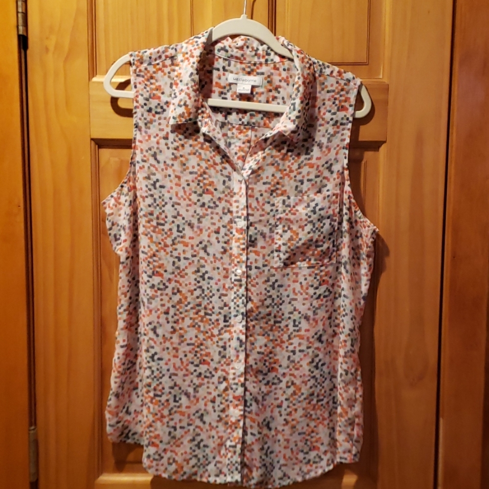 Liz Claiborne colorful button up top
